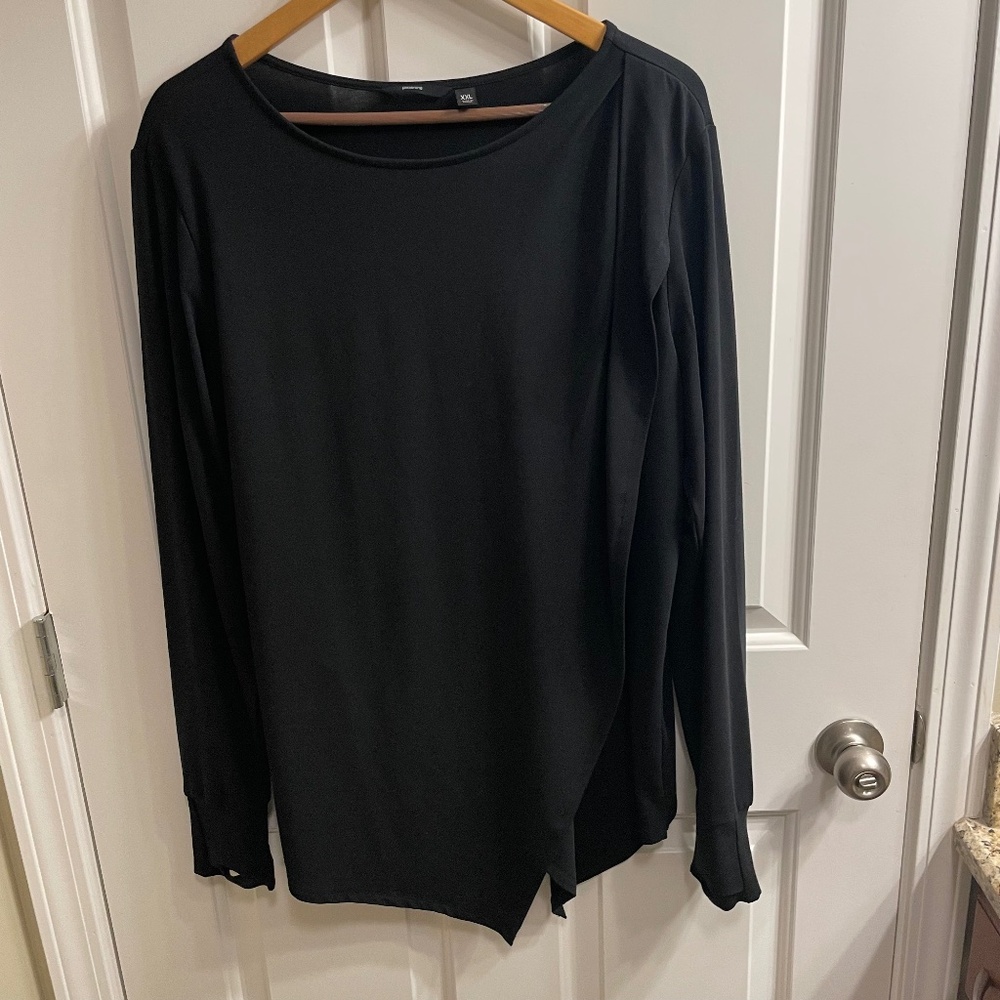 Betabrand Jersey Draped Tempo Tunic Top, Black, XXL